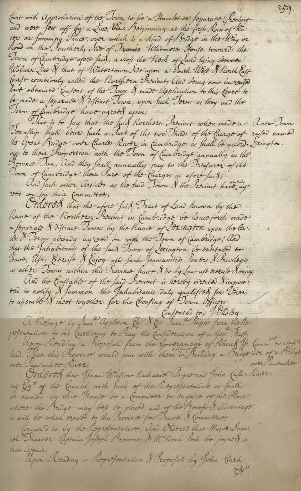 1713 Order Establishing the Town of Lexington, second page